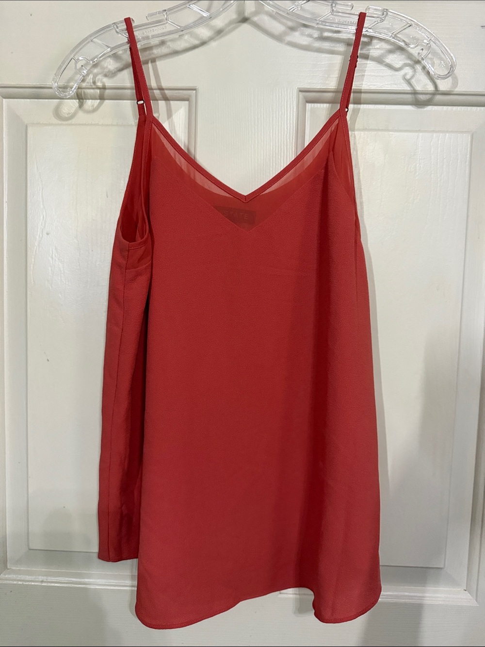 1. State Coral Red V-Neck Spaghetti Strap Cami
